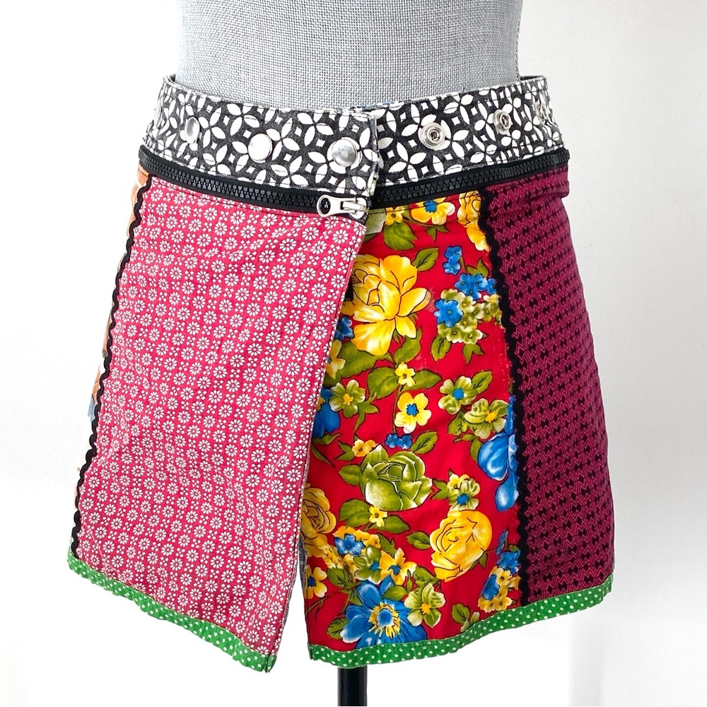 ZAND Reversible Colorful Patchwork Mini Wrap Skir… - image 2